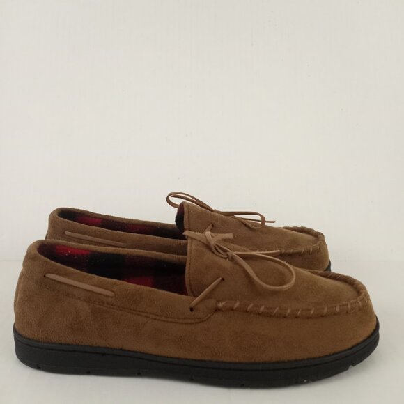 Club Room Brown Faux Suede Moccasin Slippers Mens L 9.5 - 10.5 - Picture 4 of 11
